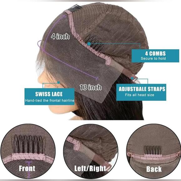 Human Hair Pre-Plucked Straight 26 Inch 13x4 180 Density - Picture 3 of 5